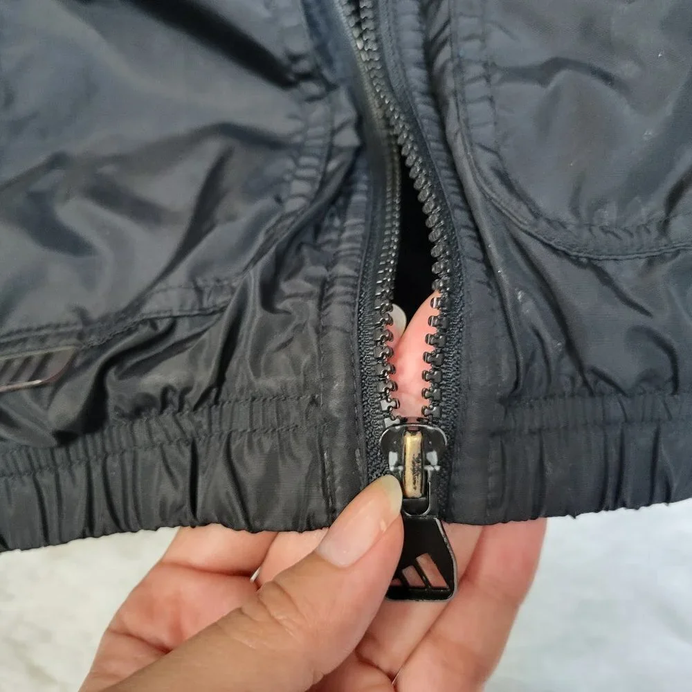 Adidas Black Hooded Quilted 3 Stripe Puffer Jacket Boys - Small (Size 4)